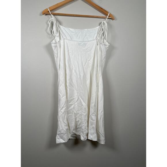 Petal & Pup New Sawyer Mini Dress White Size Large Tie Strap Linen Blend Lined - Picture 5 of 10